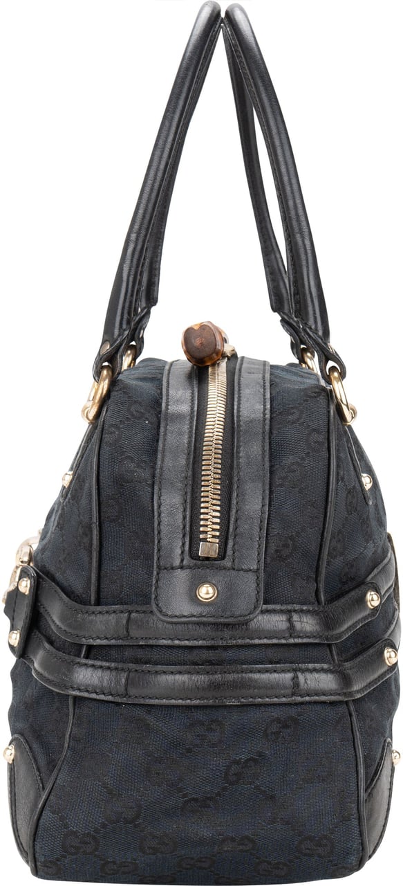 Gucci GG Monogram Horsebit Handbag Zwart