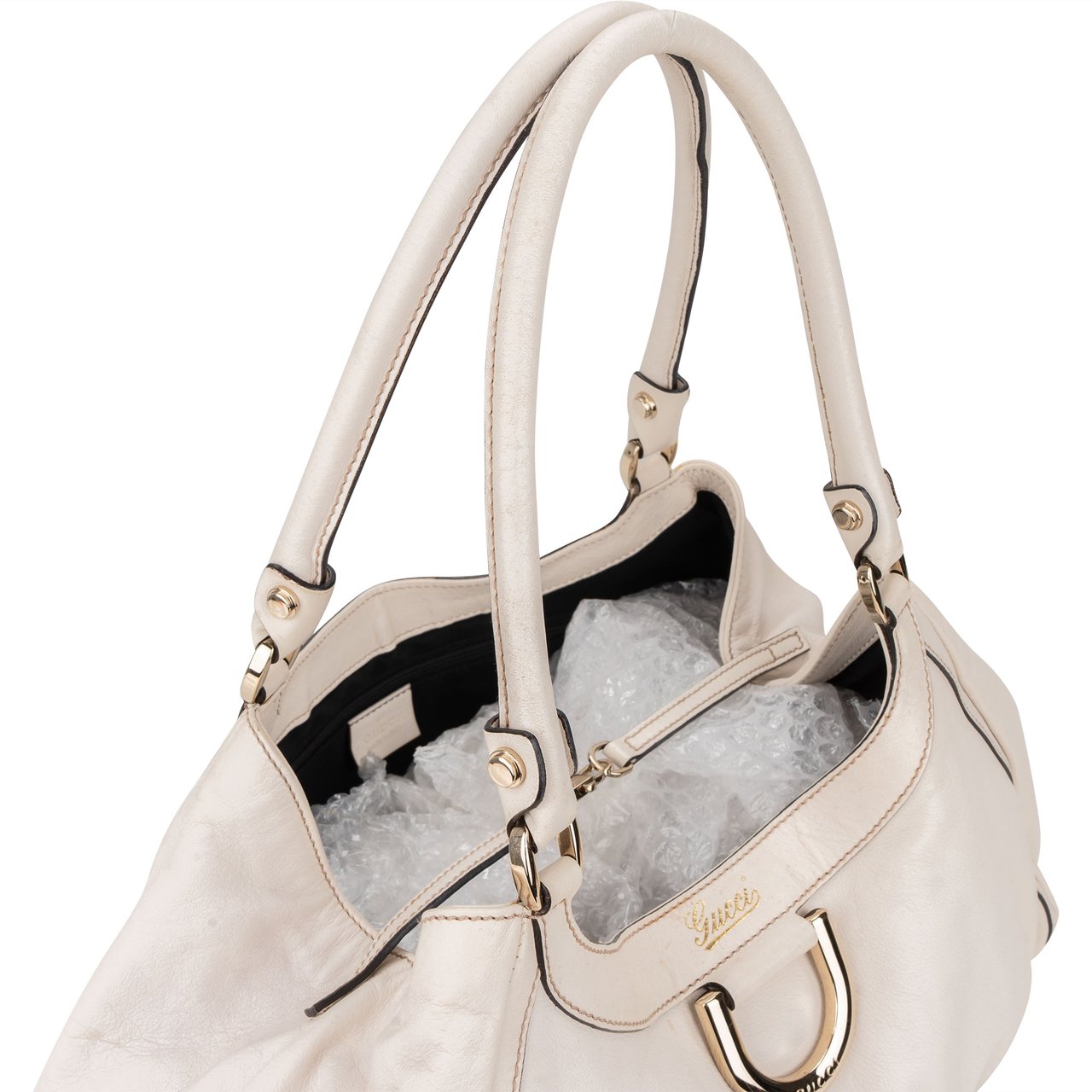 Gucci Gucci Classic White Leather Abbey Handbag Wit