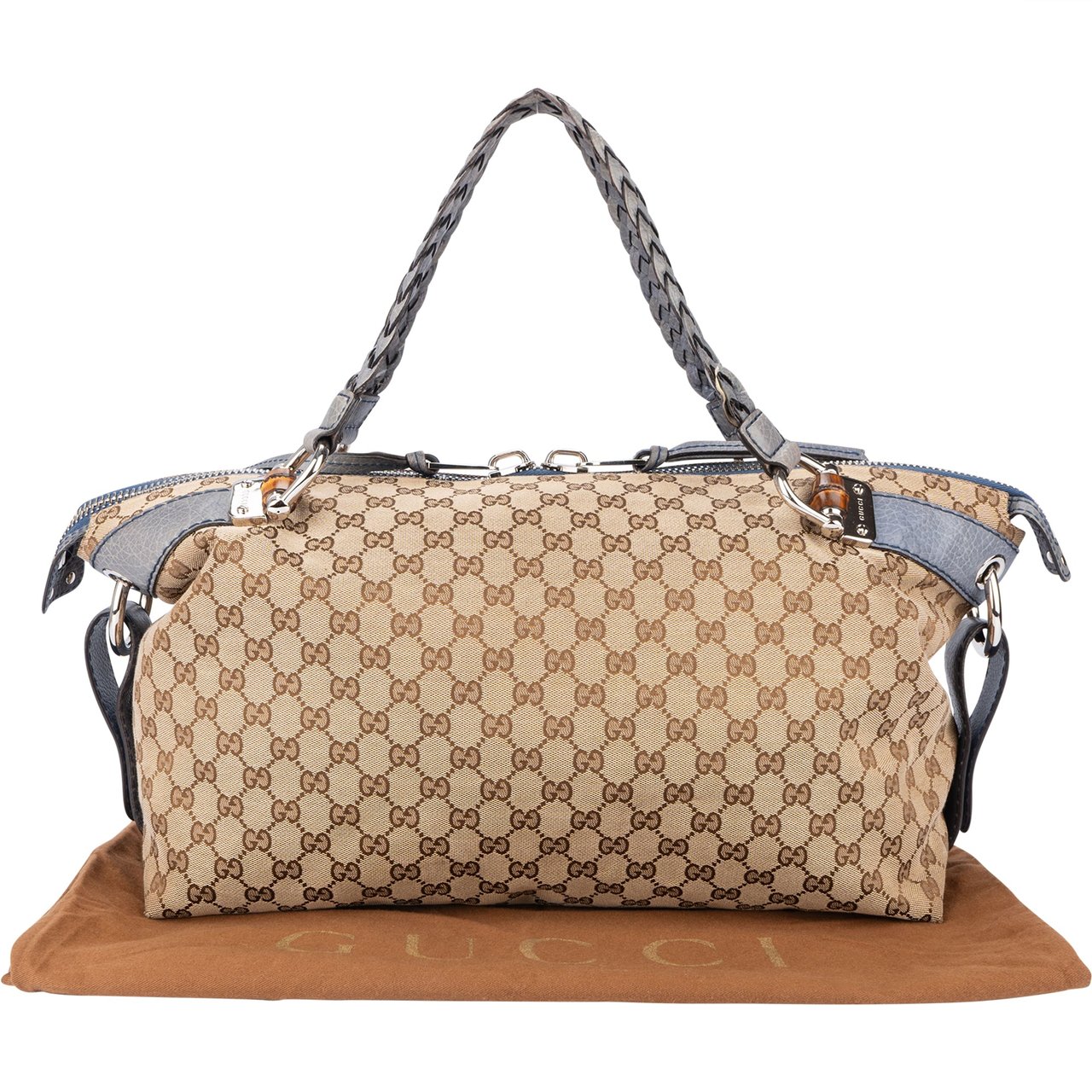 Gucci Gucci GG Monogram Heavy Bamboo Handbag Bruin