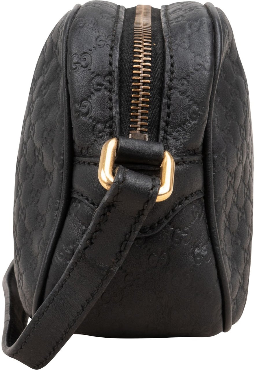 Gucci Gucci Guccissima Leather Bamboo Tassel Camera Crossbody Bag Zwart