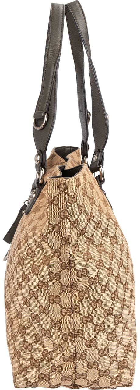 Gucci Gucci Monogram GG Horsebit Tote Shoulder Bag Beige