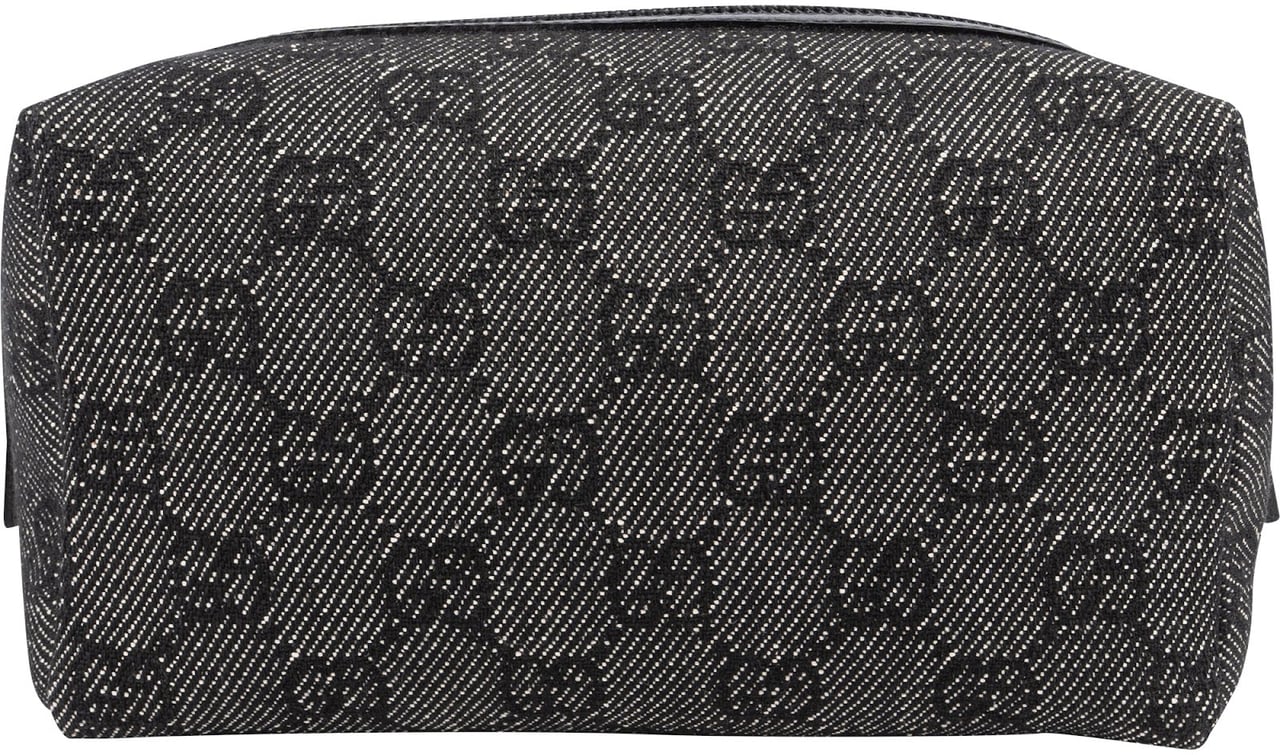 Gucci Monogram GG Denim Cosmetic Pouch Zwart