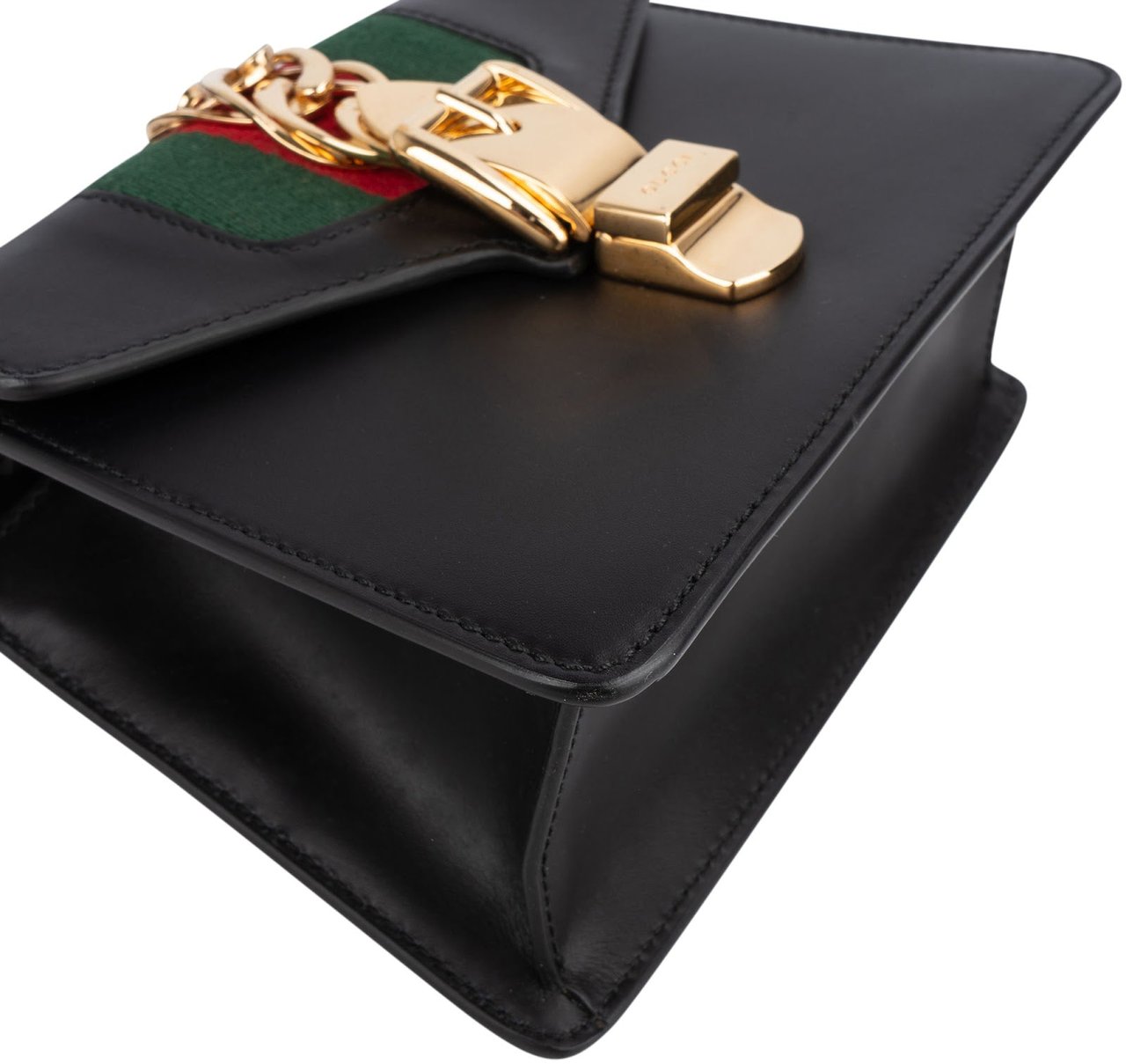 Gucci Black Leather Sylvie Sherry Line Handbag Zwart