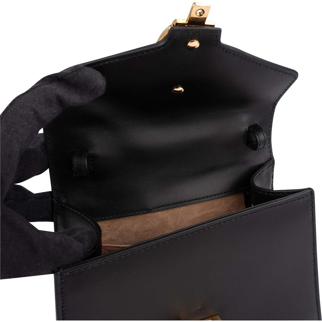 Gucci Black Leather Sylvie Sherry Line Handbag Zwart