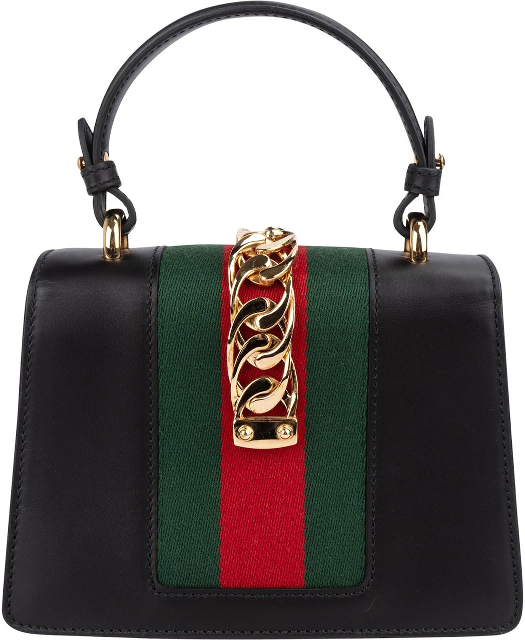 Gucci Black Leather Sylvie Sherry Line Handbag Zwart