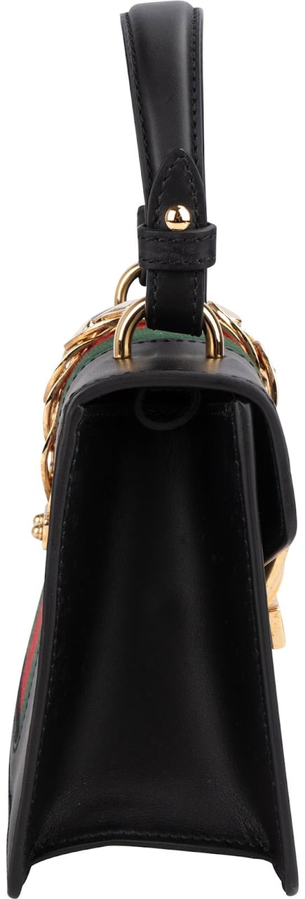 Gucci Black Leather Sylvie Sherry Line Handbag Zwart