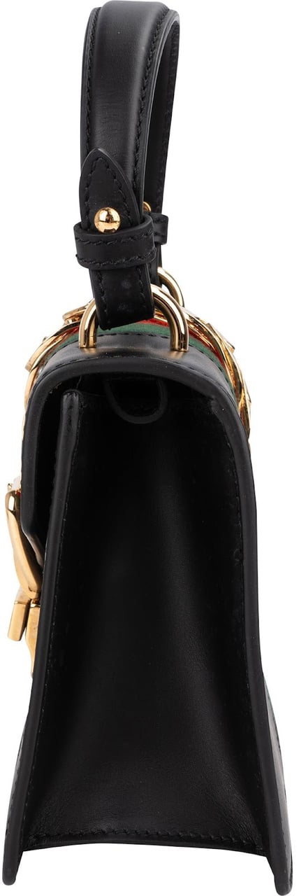 Gucci Black Leather Sylvie Sherry Line Handbag Zwart