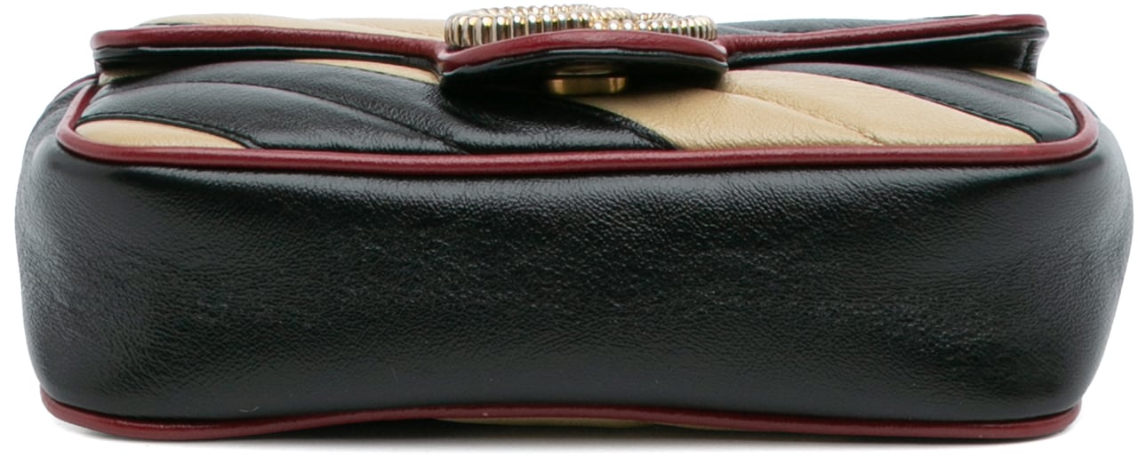 Gucci Super Mini GG Marmont Matelasse Leather Torchon Flap Crossbody Bruin