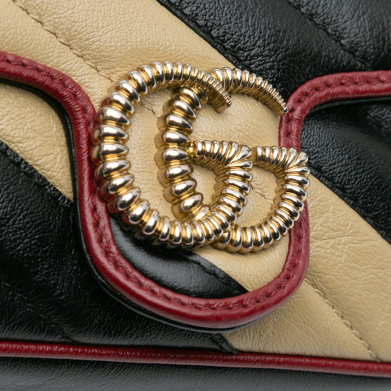 Gucci Super Mini GG Marmont Matelasse Leather Torchon Flap Crossbody Bruin