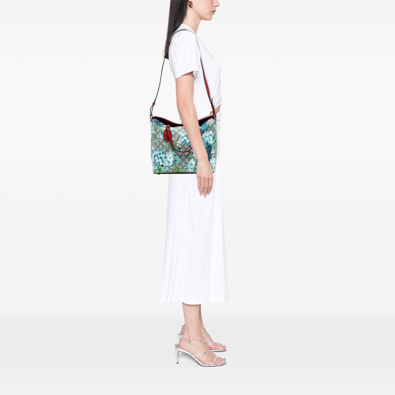 Gucci GG Supreme Blooms Linea A Fold Over Tote Bruin