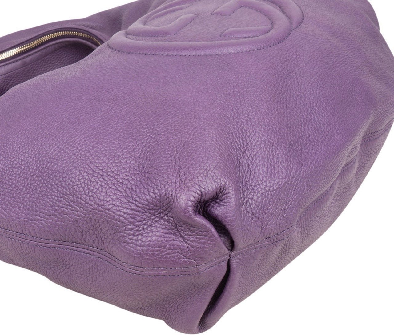 Gucci Gucci Pebbled Leather GG Large Soho Hobo Shoulder Bag Paars