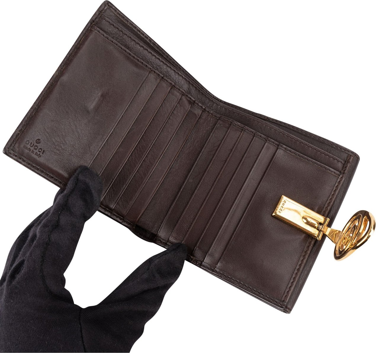 Gucci Guccissima Leather Interlocking GG Wallet Bruin