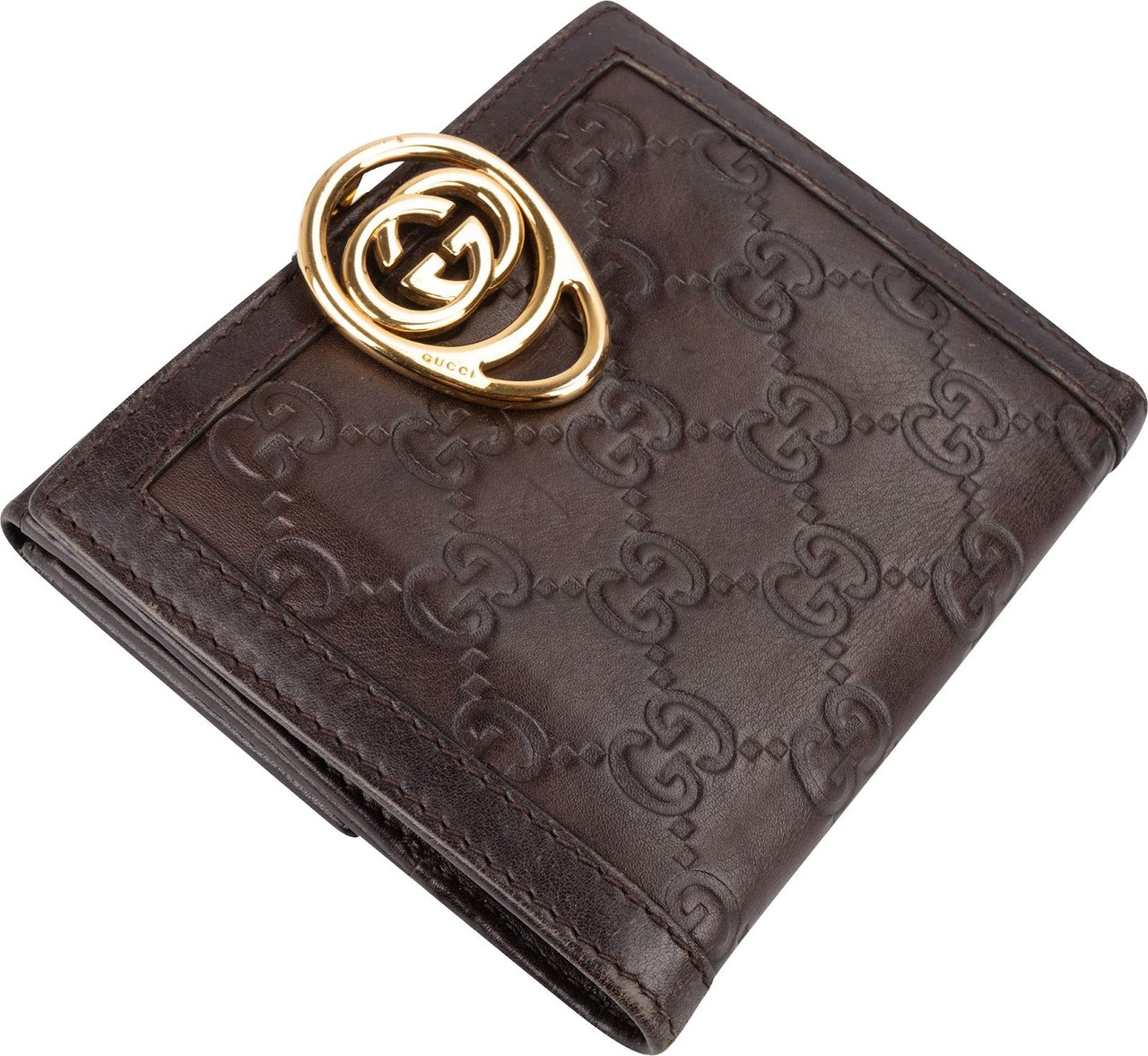 Gucci Guccissima Leather Interlocking GG Wallet Bruin