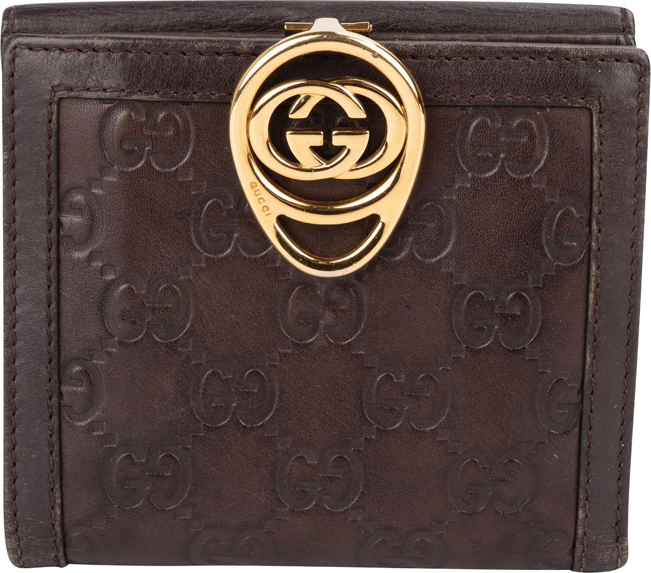 Gucci Guccissima Leather Interlocking GG Wallet Bruin