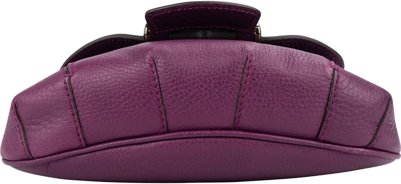 Gucci Gucci Pebbled Leather Bamboo Tassel Flap Crossbody Bag Paars