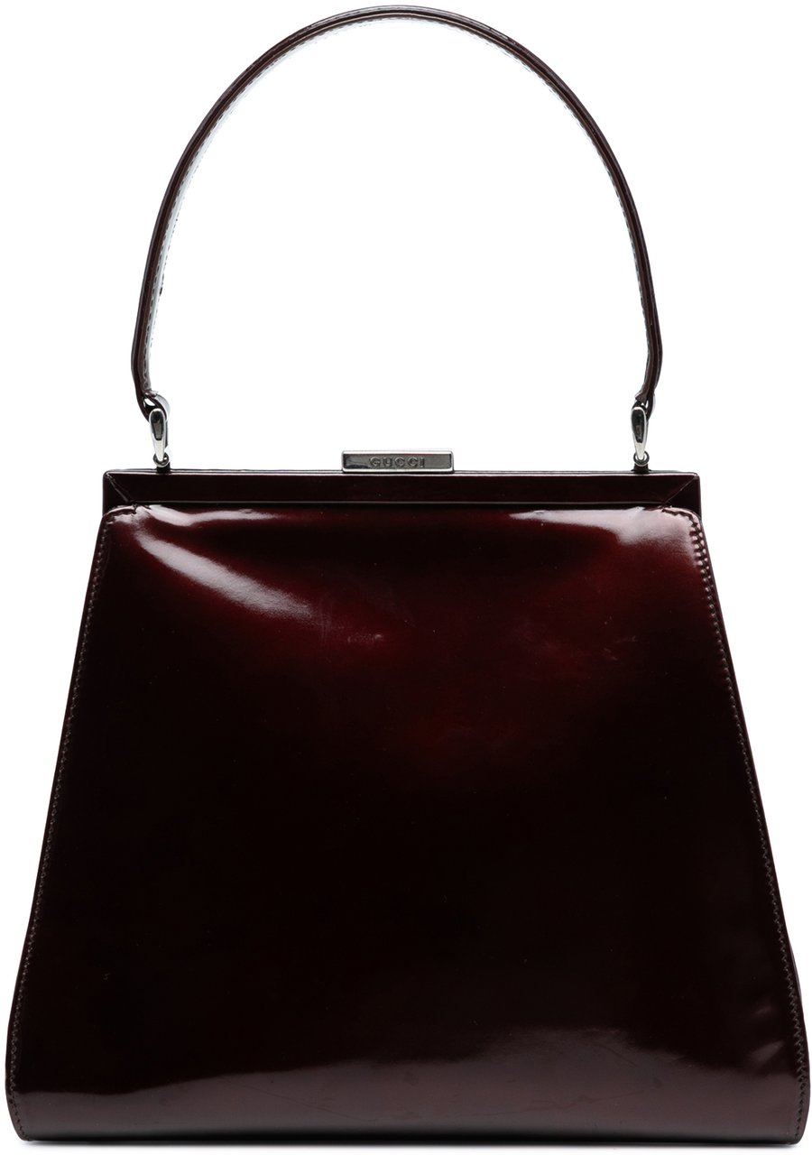 Gucci Patent Clasp Handbag Bruin
