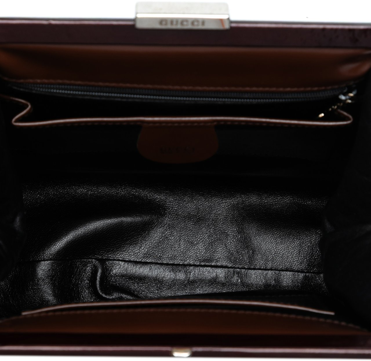 Gucci Patent Clasp Handbag Bruin