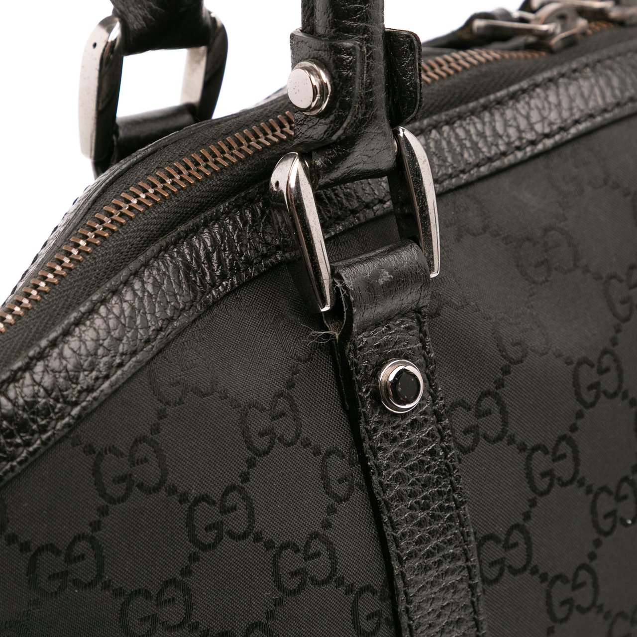 Gucci Large GG Canvas Charm Dome Satchel Zwart