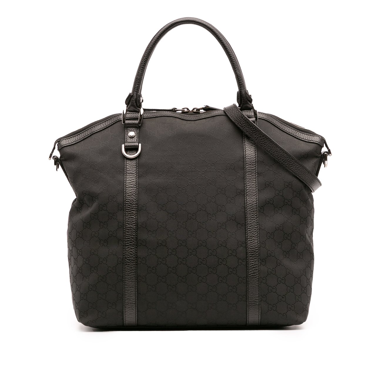 Gucci Large GG Canvas Charm Dome Satchel Zwart