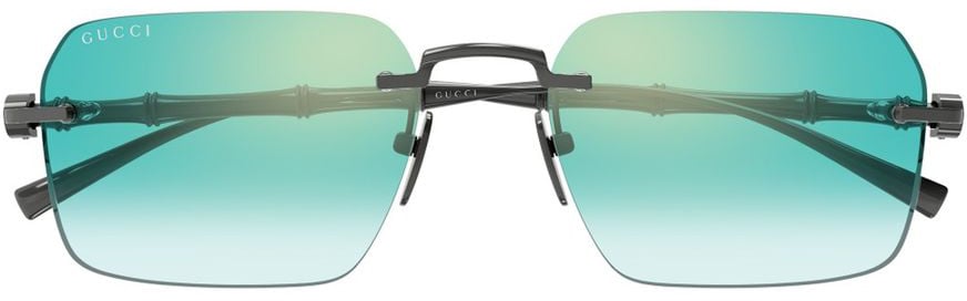 Gucci Rimless Gunmetal Sunglasses with Bamboo Motif and Gradient Lenses GG2154S Linea Sign Blauw