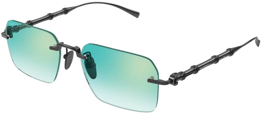Gucci Rimless Gunmetal Sunglasses with Bamboo Motif and Gradient Lenses GG2154S Linea Sign Blauw