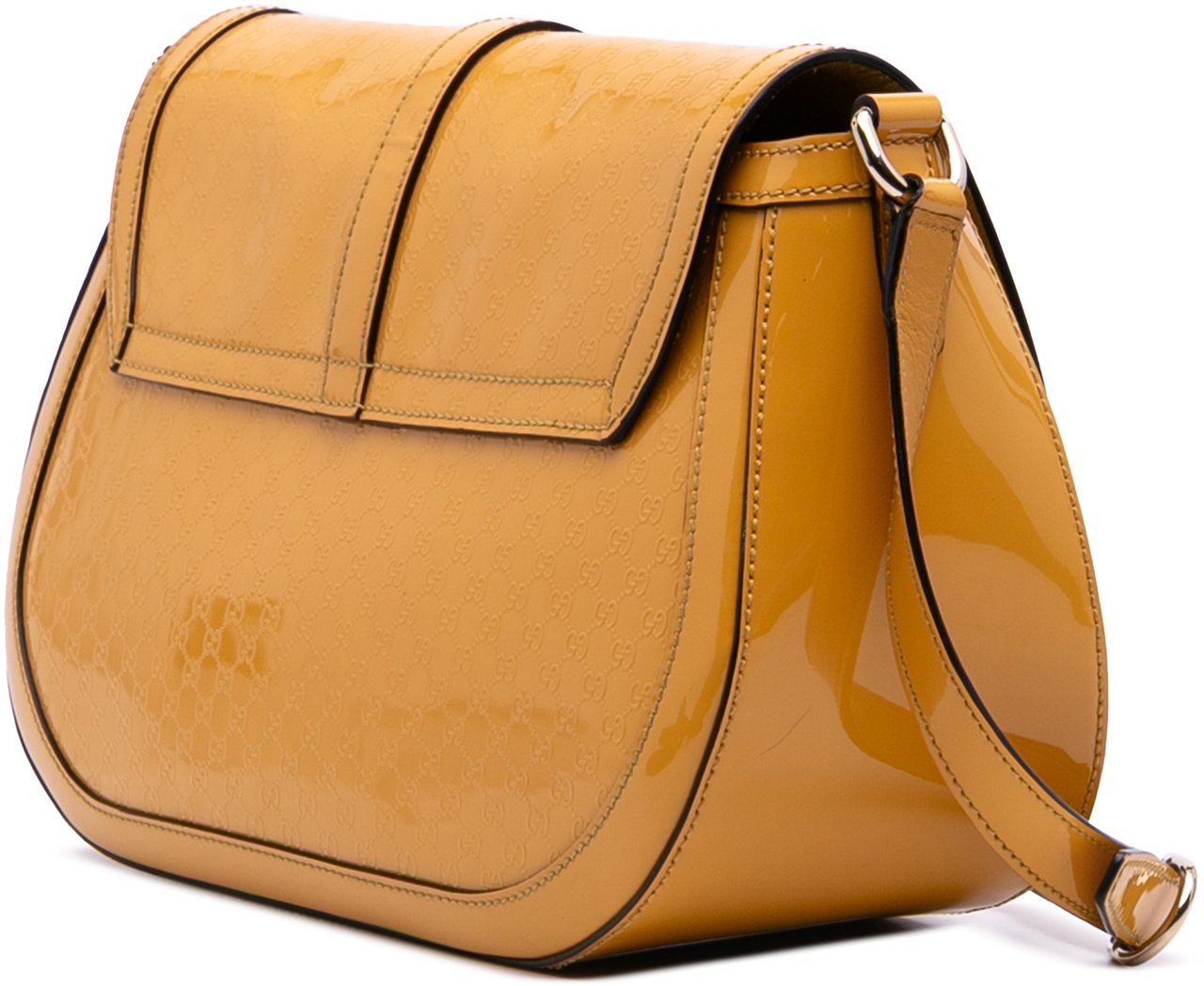 Gucci Microguccissima Patent Stirrup Crossbody Geel