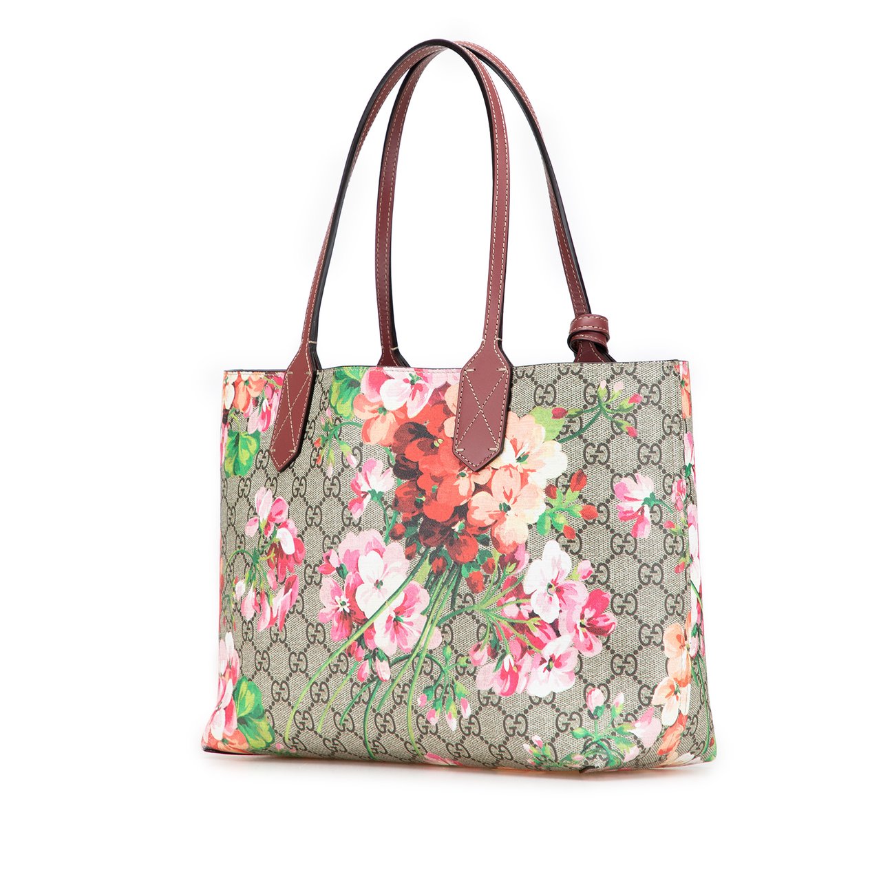Gucci Small GG Supreme Blooms Reversible Tote Bruin