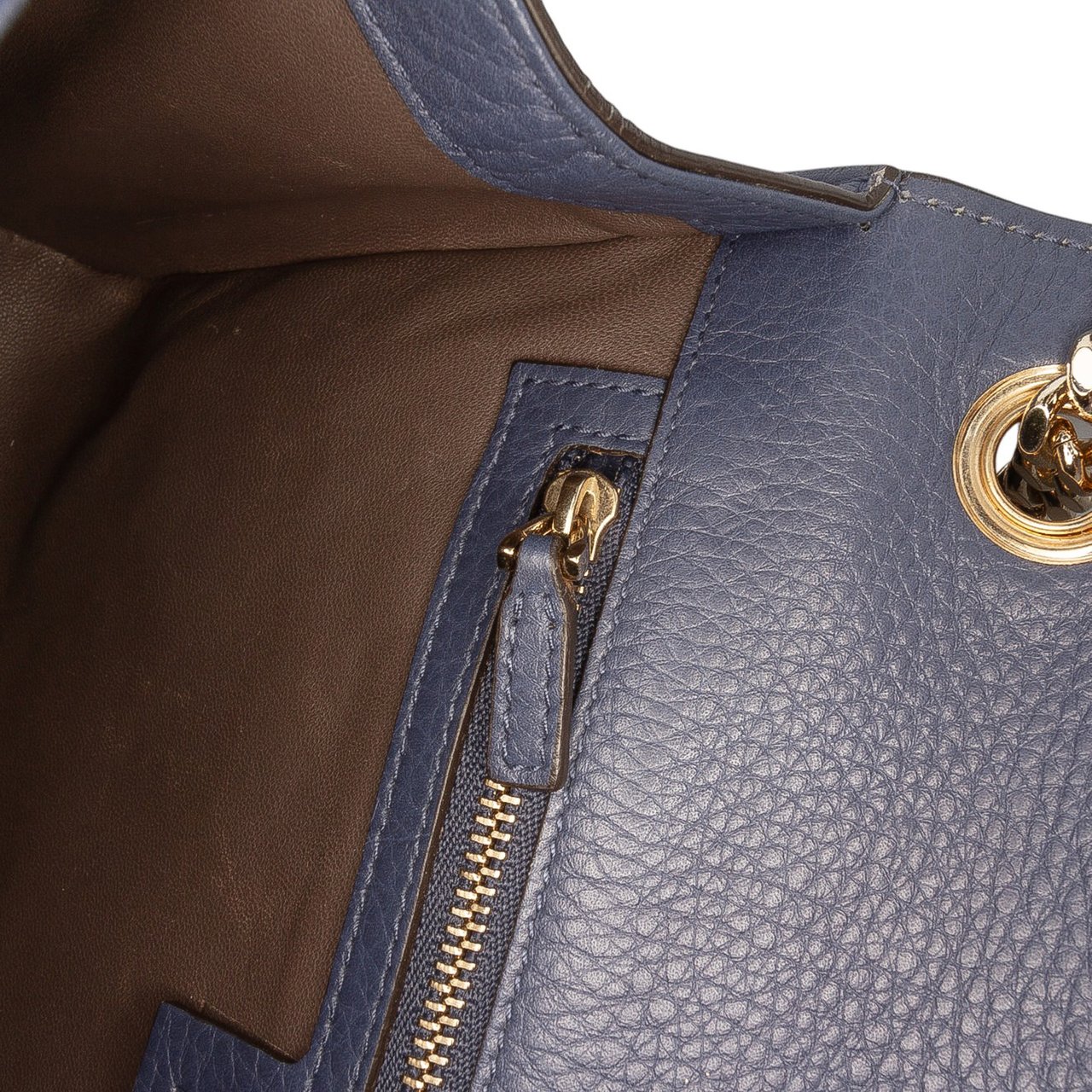 Gucci Medium Leather Miss Bamboo Crossbody Blauw