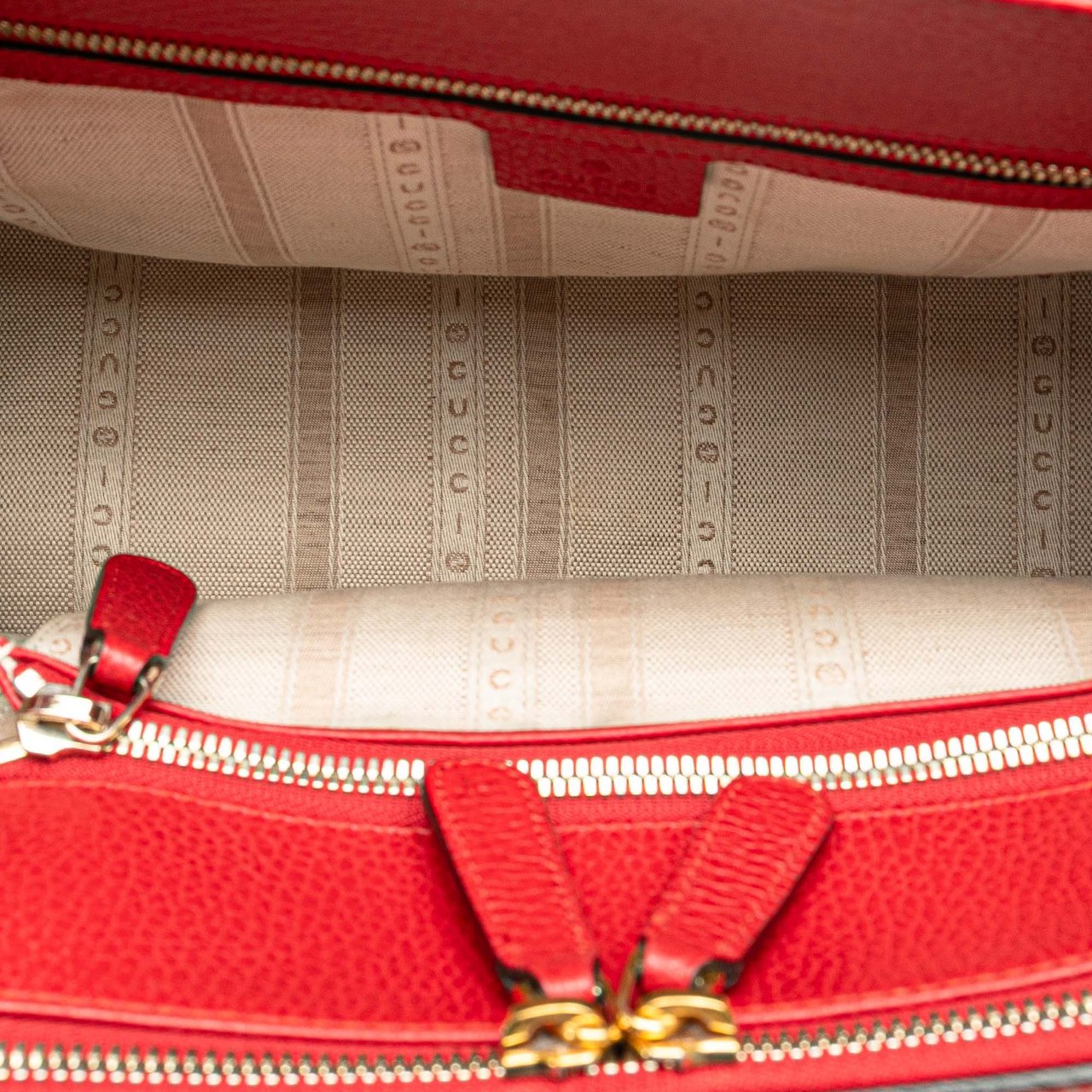 Gucci Calfskin Swing Top Handle Satchel Rood