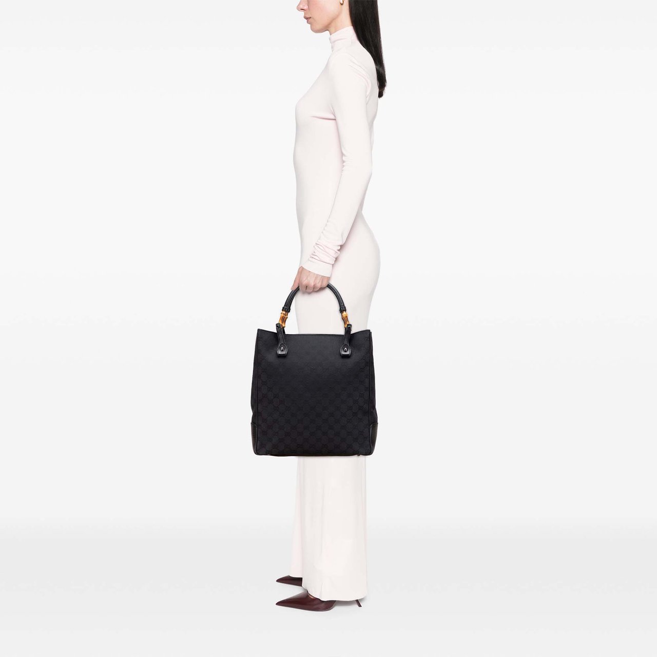 Gucci GG Canvas Bamboo Tote Zwart