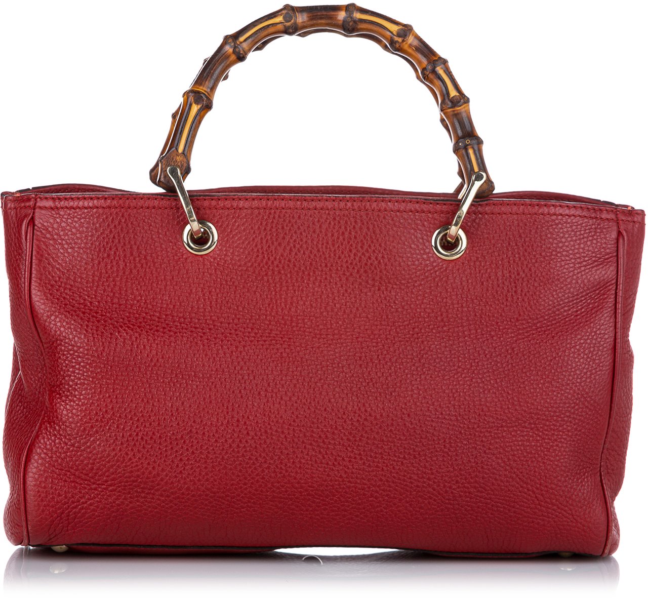 Gucci Medium Calfskin Bamboo Shopper Satchel Rood