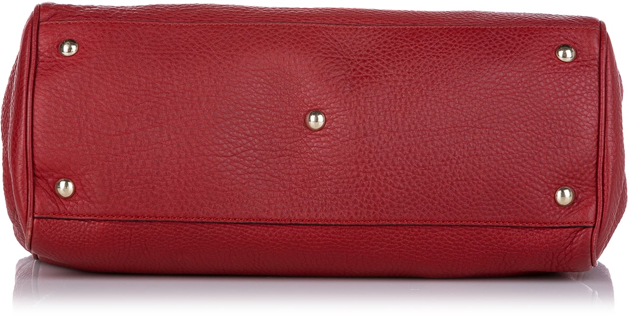 Gucci Medium Calfskin Bamboo Shopper Satchel Rood