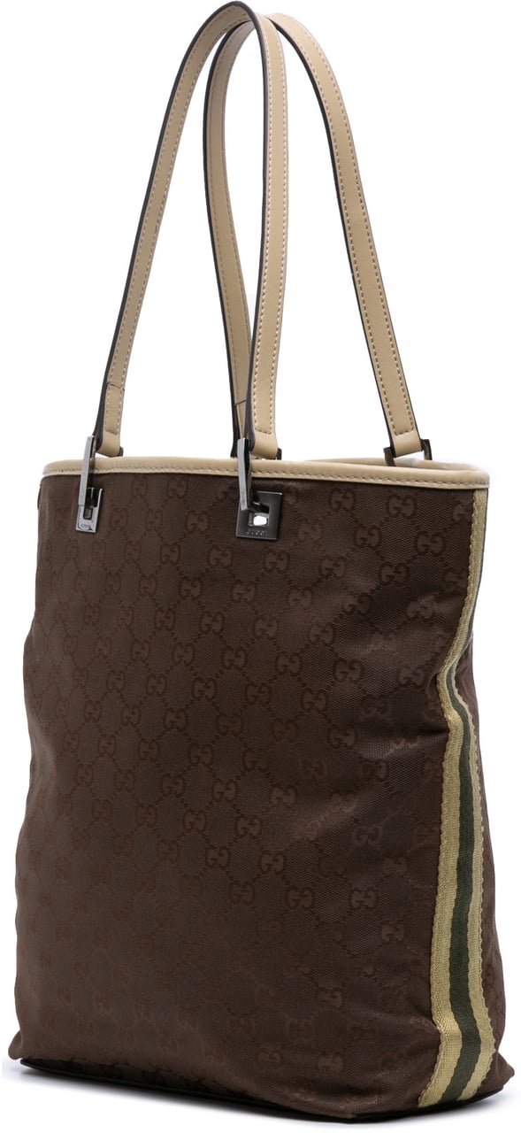 Gucci GG Canvas Web Tote Bruin