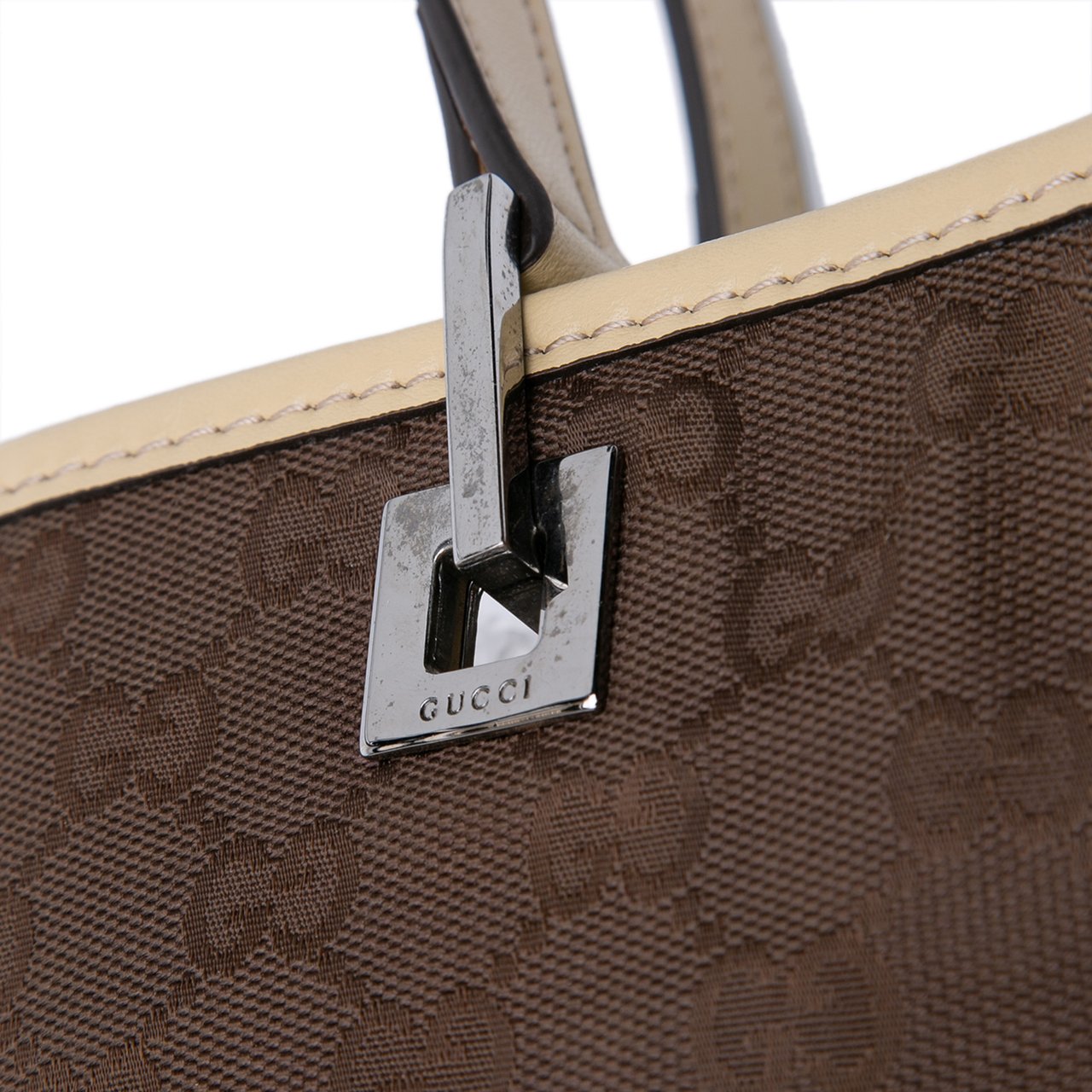 Gucci GG Canvas Web Tote Bruin