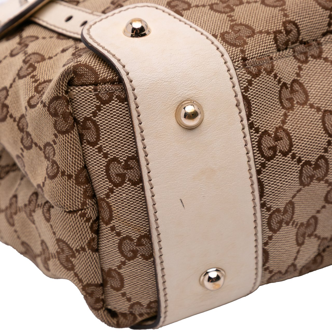 Gucci Small GG Canvas Horsebit Pelham Shoulder Bag Bruin