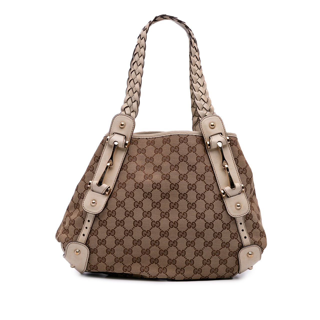 Gucci Small GG Canvas Horsebit Pelham Shoulder Bag Bruin