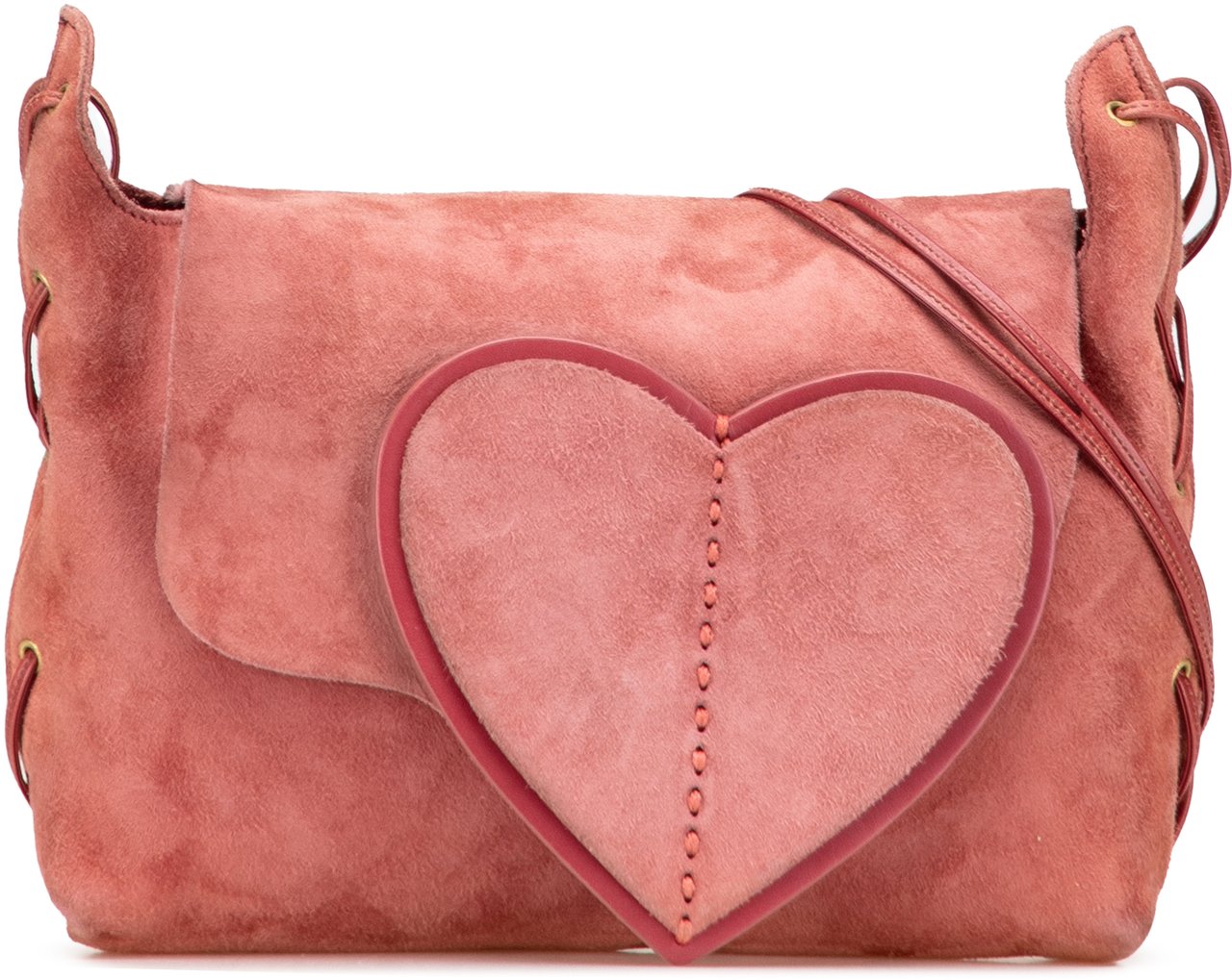 Gucci Suede Heart Shoulder Bag Roze