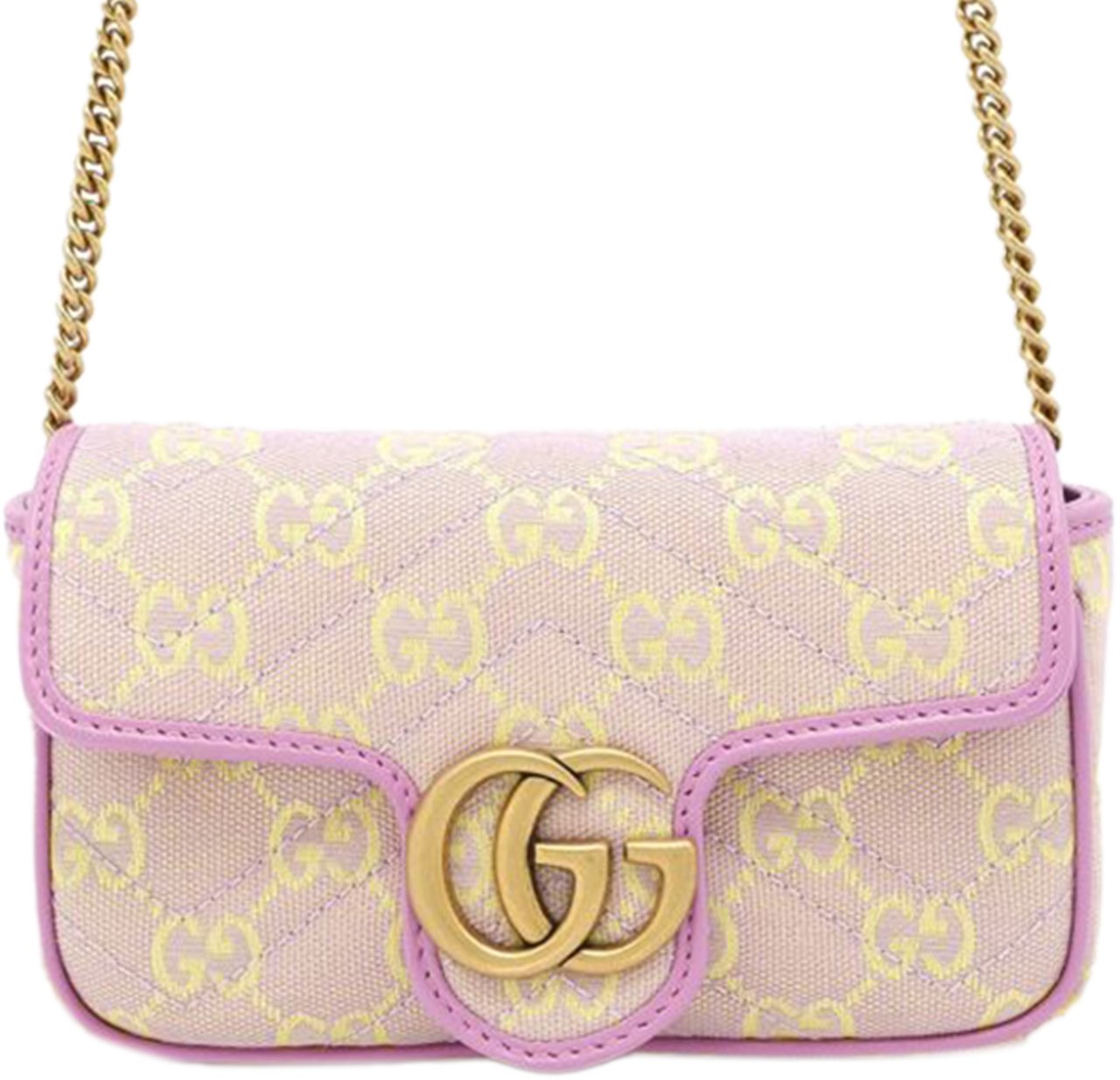 Gucci Super Mini GG Marmont Matelasse GG Canvas Flap Crossbody Paars