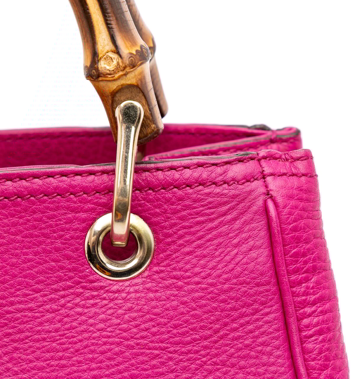 Gucci Small Calfskin Bamboo Shopper Satchel Roze