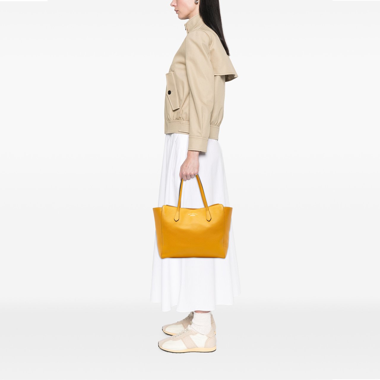 Gucci Medium Leather Swing Tote Geel