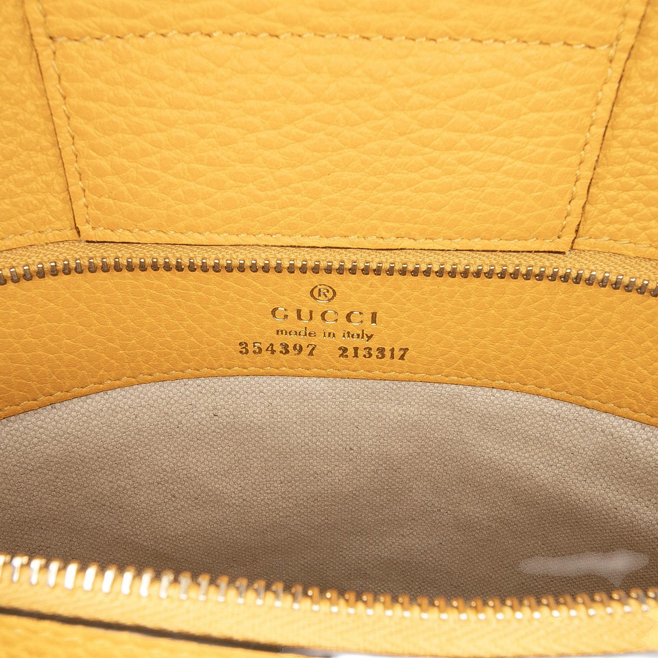 Gucci Medium Leather Swing Tote Geel