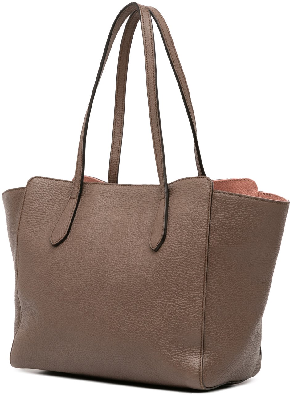 Gucci Small Leather Swing Tote Bruin