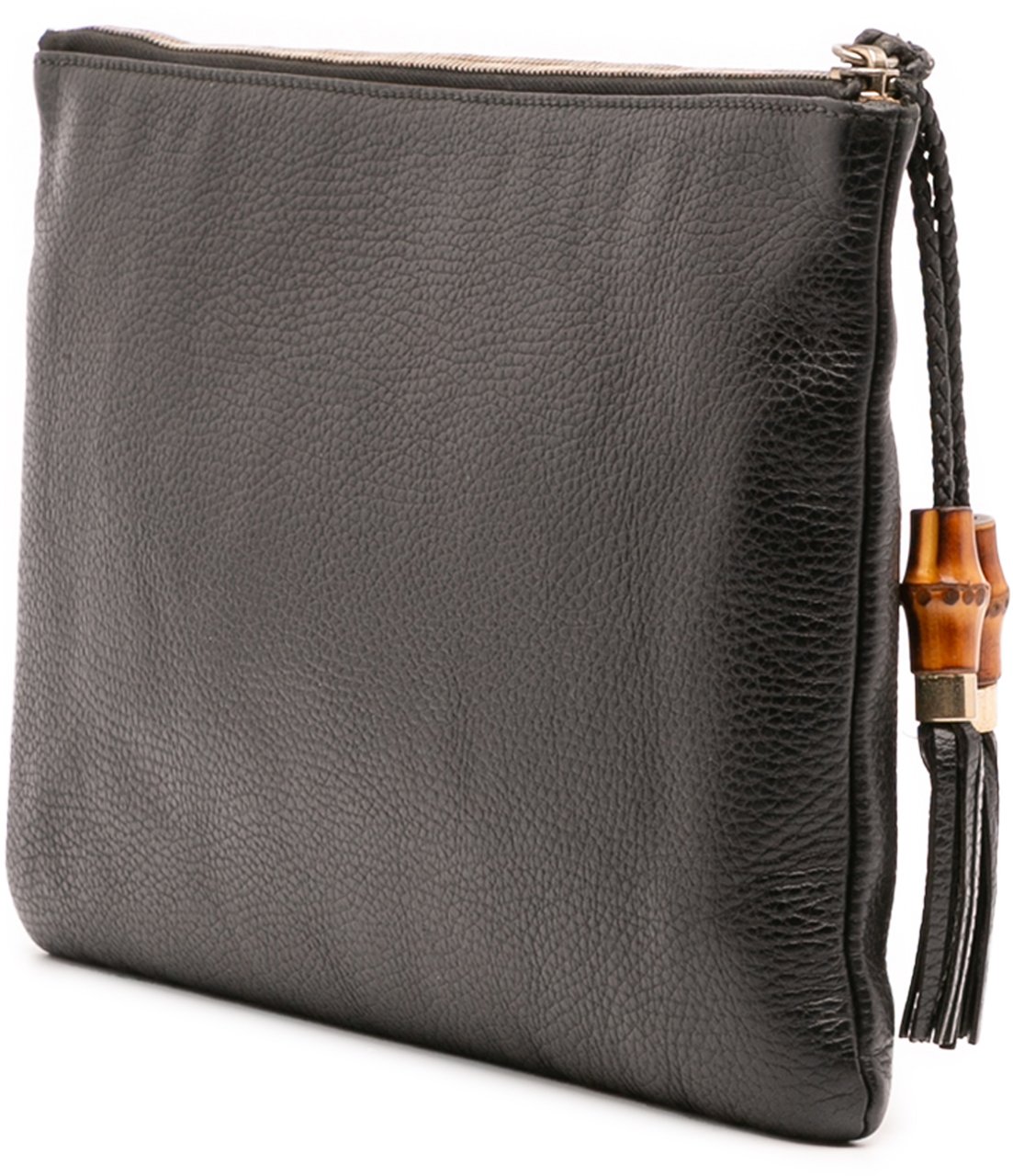 Gucci Calfskin Bamboo Tassel Clutch Zwart