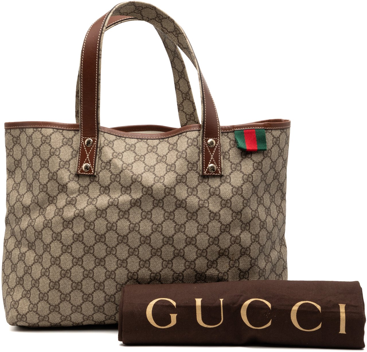 Gucci Medium GG Supreme Web Loop Tote Bruin
