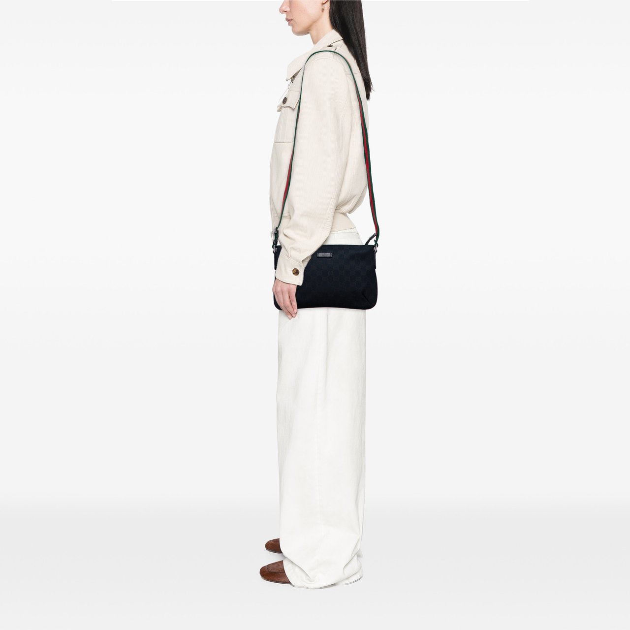 Gucci GG Canvas Web Crossbody Zwart