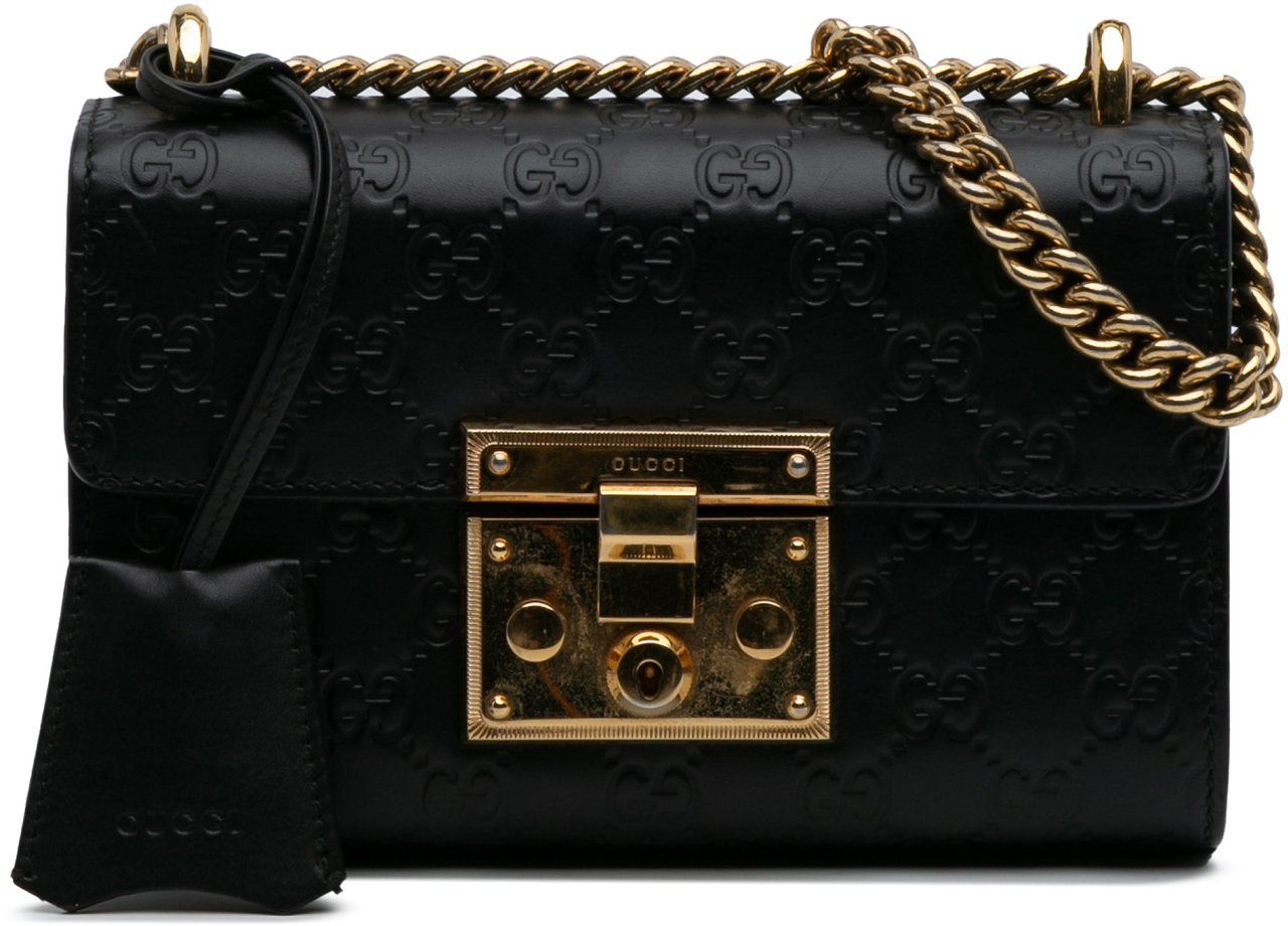 Gucci Small Guccissima Padlock Crossbody Zwart