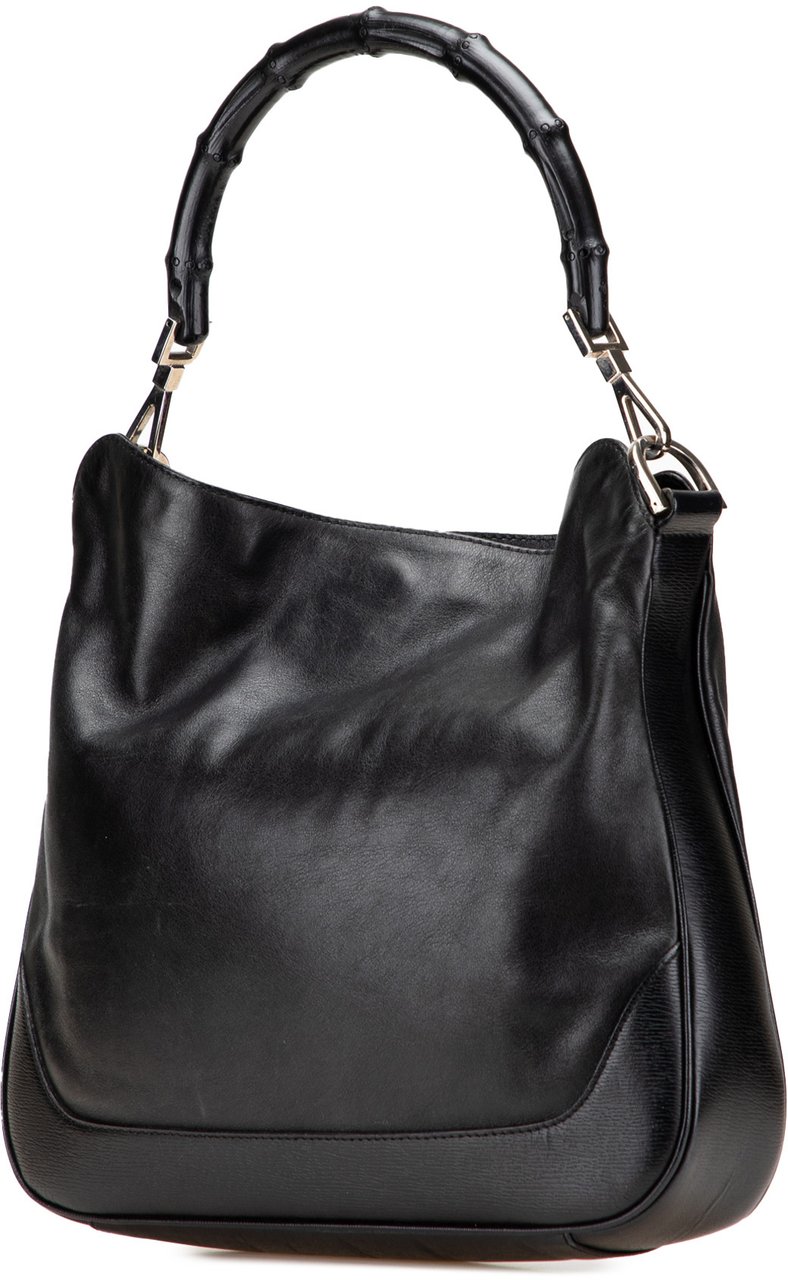 Gucci Leather Bamboo Satchel Zwart