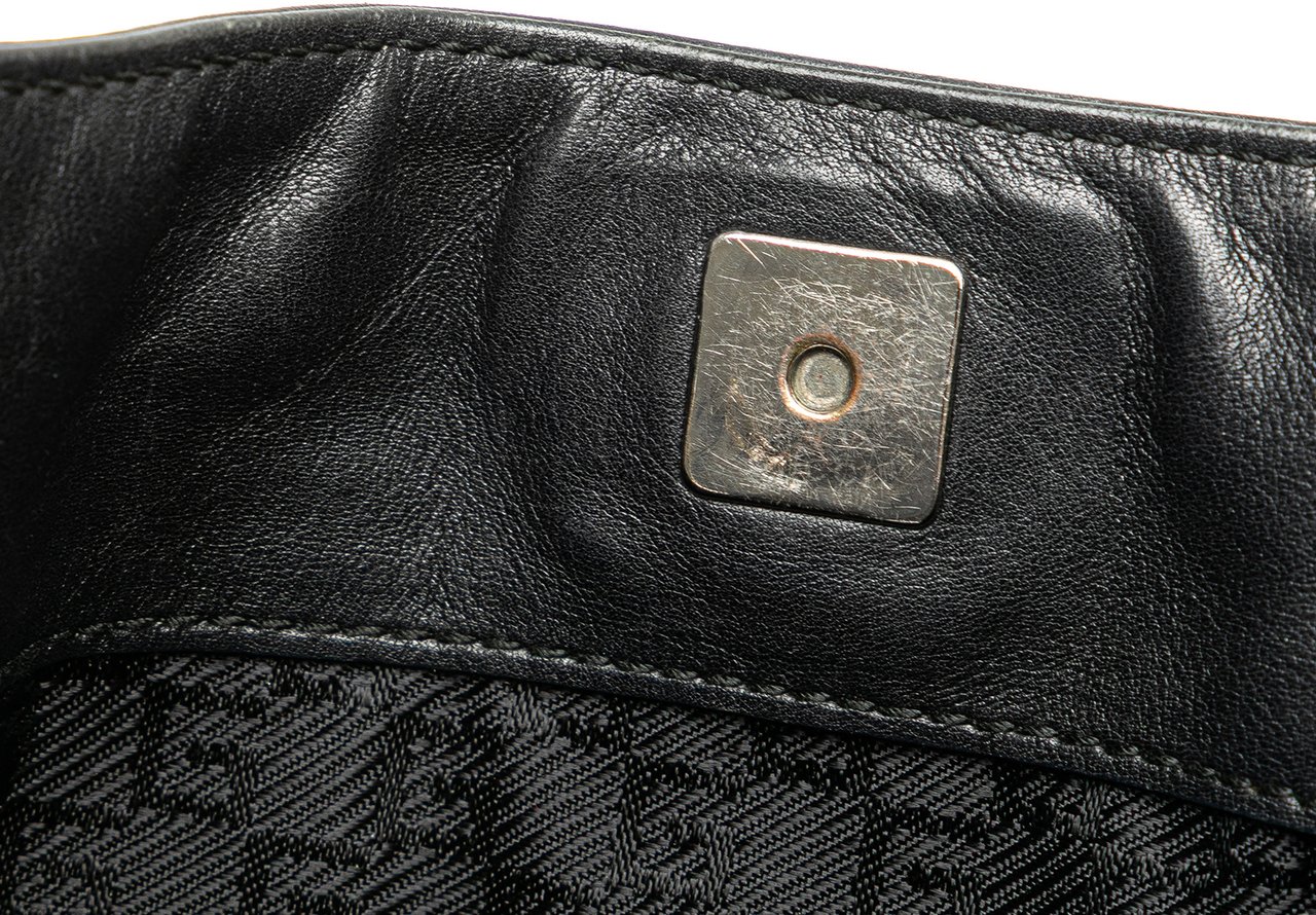 Gucci Leather Bamboo Satchel Zwart