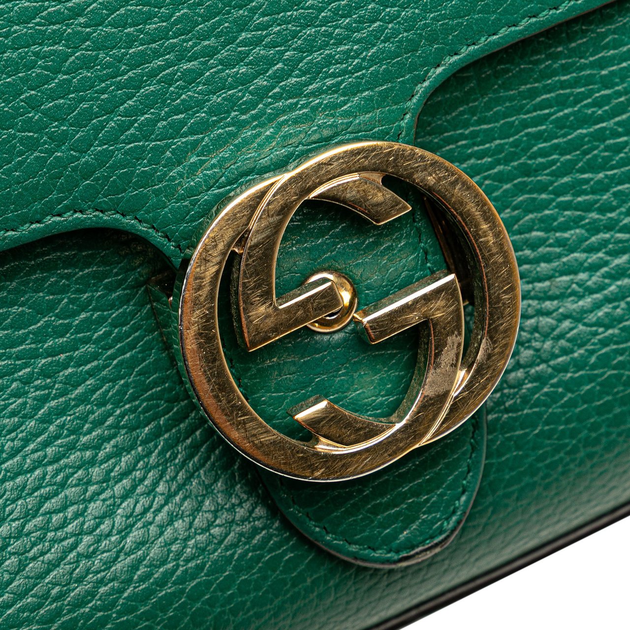 Gucci Small Dollar Calfskin Interlocking G Crossbody Groen