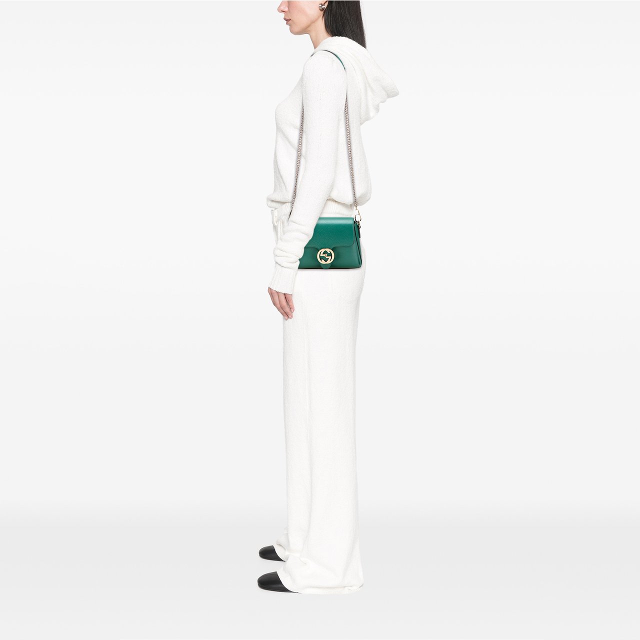 Gucci Small Dollar Calfskin Interlocking G Crossbody Groen